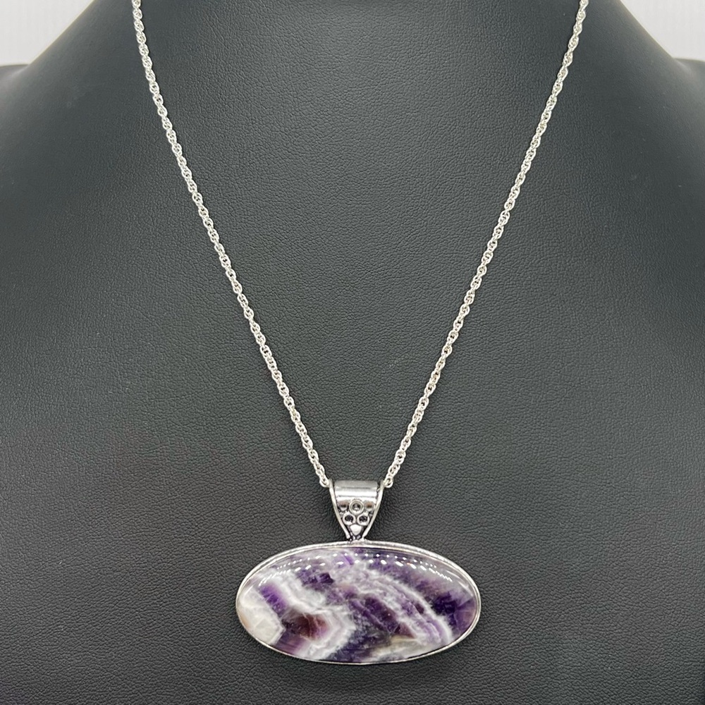 285. Raw Amethyst Sterling Silver Handmade Pendant Necklace 925 Chain
